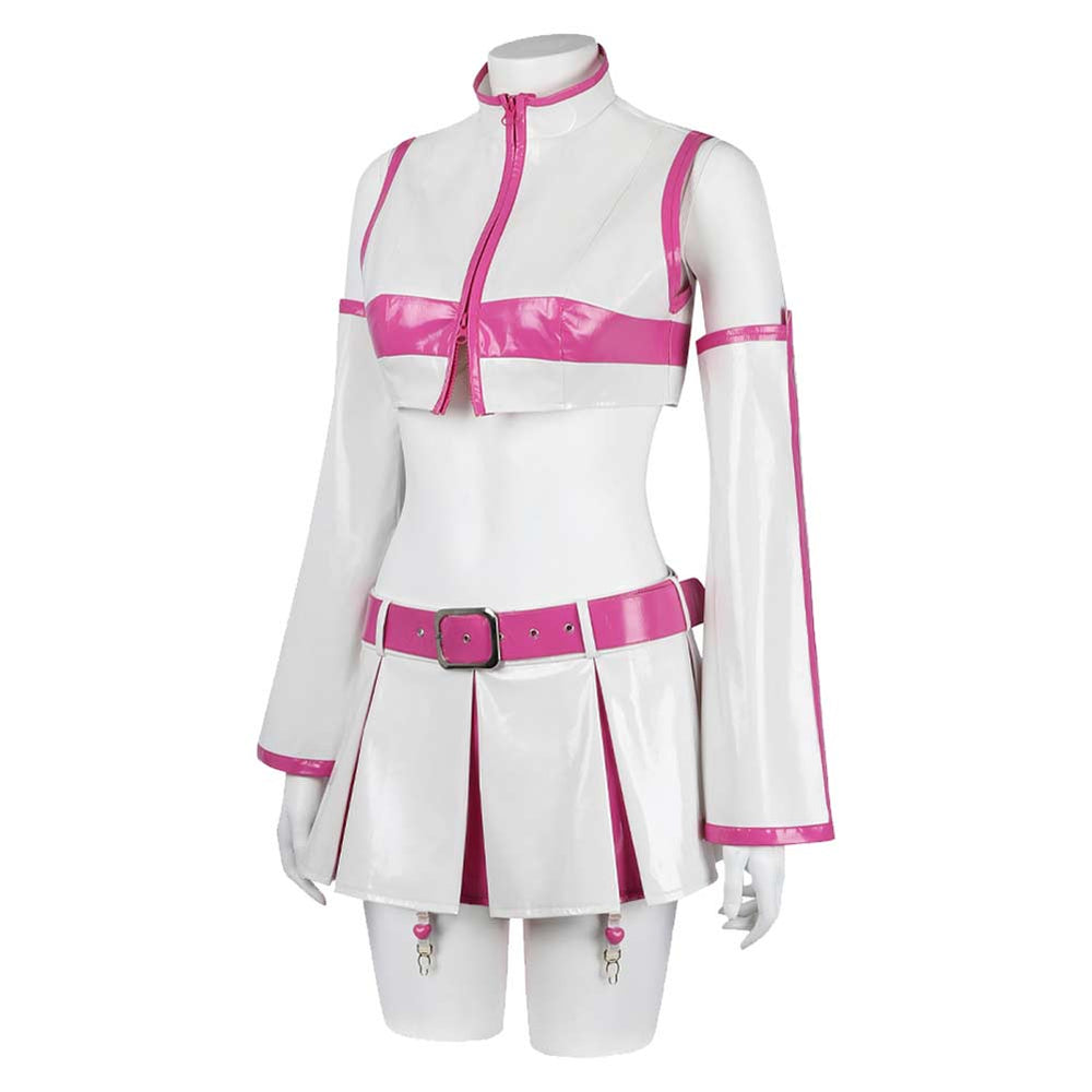 2.5 Dimensional Seduction Amano Women White Pink Dress Set Cosplay Costume 