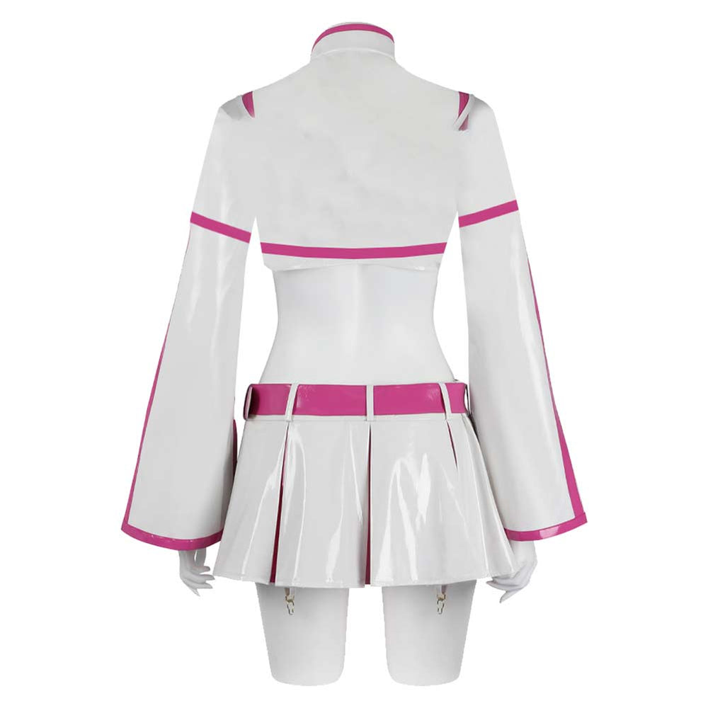 2.5 Dimensional Seduction Amano Women White Pink Dress Set Cosplay Costume 
