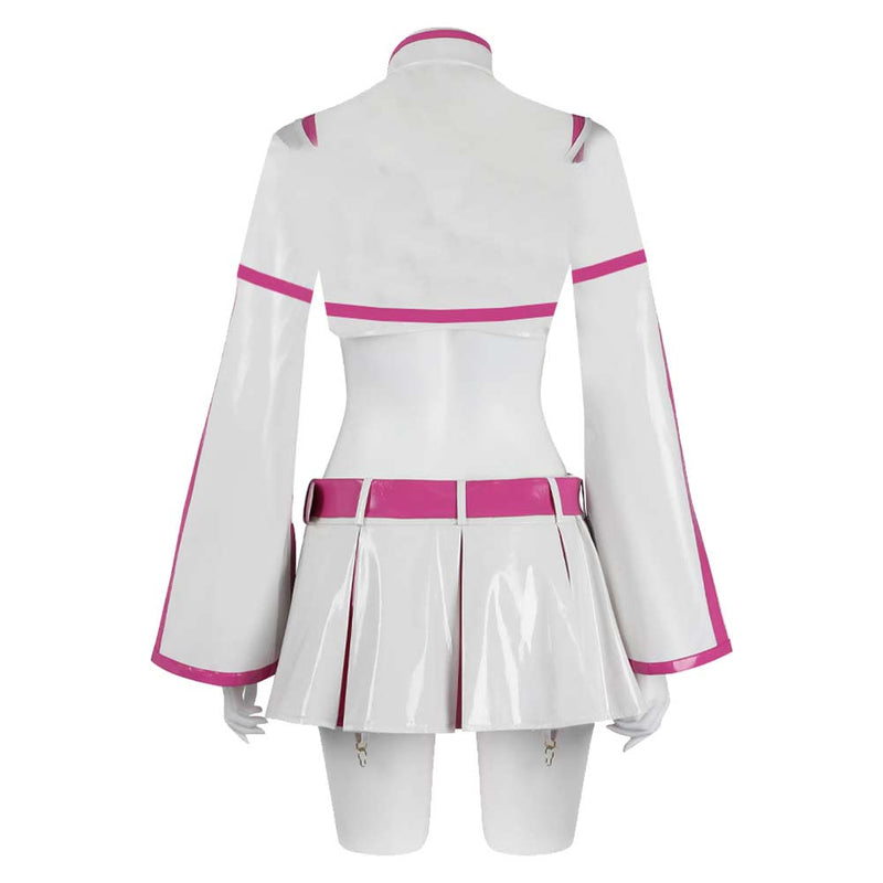 women's light pink flowy dress for cosplay 2.5 Dimensional Seduction Amano Women White Pink Dress Set Cosplay Costume