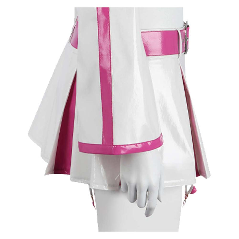 2.5 Dimensional Seduction Anime Ririsa Amano Women White Pink Dress Set Cosplay Costume