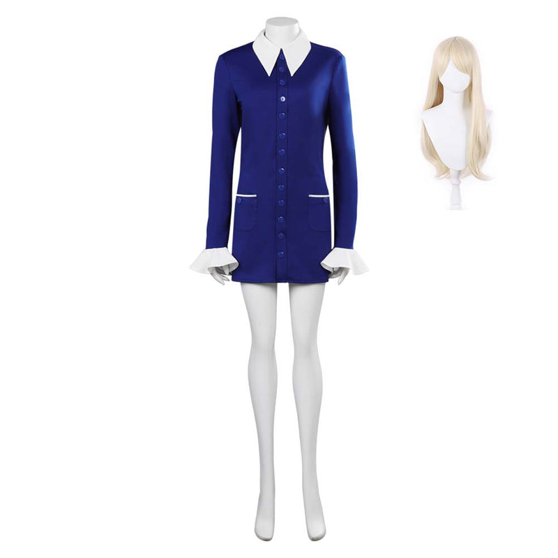 2023 Movie Blue Dress Belt Outfits Halloween Carnival Suit Cosplay Costume