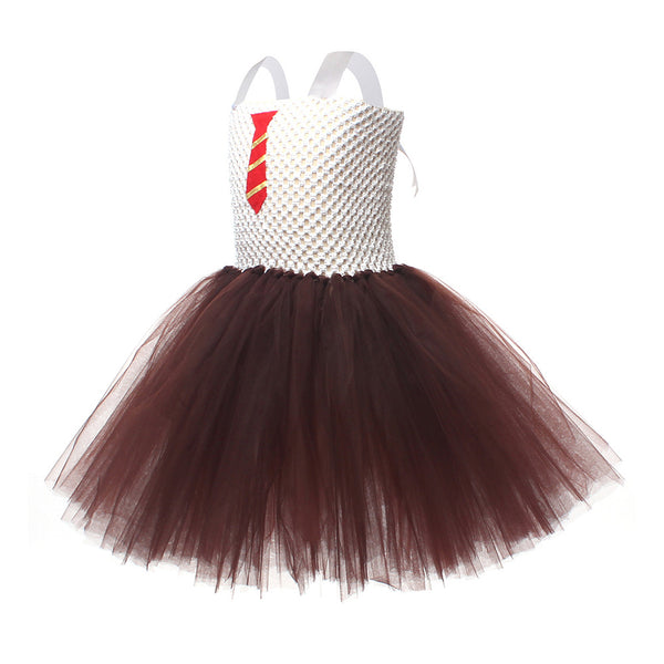 2024 Movie Anger Kids Children Brown Tutu Dress Party Carnival Halloween Cosplay Costume