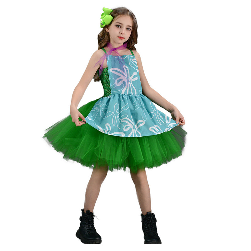 2024 Movie Disgust Kids Children Green Tutu Dress Party Carnival Halloween Cosplay Costume