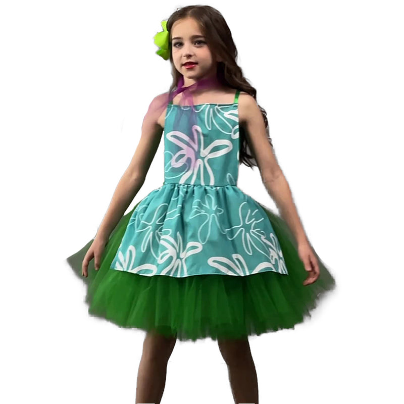 2024 Movie Disgust Kids Children Green Tutu Dress Party Carnival Halloween Cosplay Costume