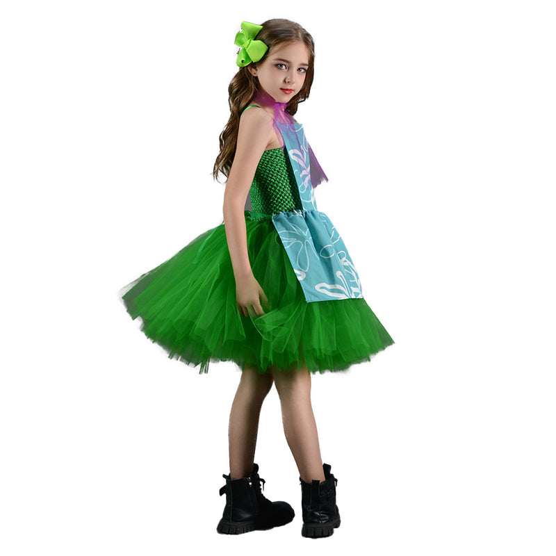 2024 Movie Disgust Kids Children Green Tutu Dress Party Carnival Halloween Cosplay Costume