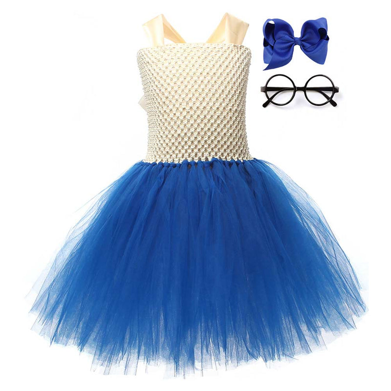 2024 Movie Sadness Kids Children Blue Tutu Dress Party Carnival Halloween Cosplay Costume