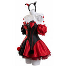 Cosplay Costume Harley Quinn Puff Dress Clown Red Women Halloween Carnival Party Outfits