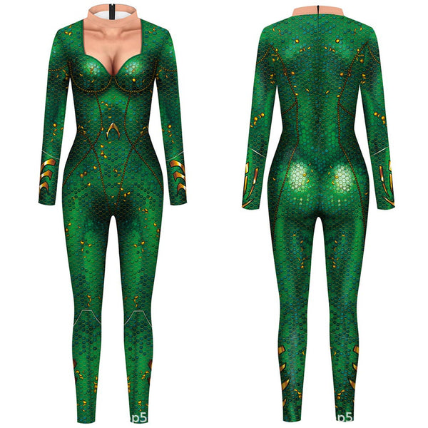 Movie Aquaman and the Lost Kingdom Mera Women Jumpsuit Outfits Halloween Carnival Costume