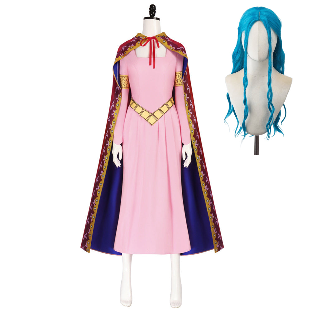 One Piece Nefertari Vivi Women Pink Dress With Cloak Party Carnival  Halloween Cosplay Costume