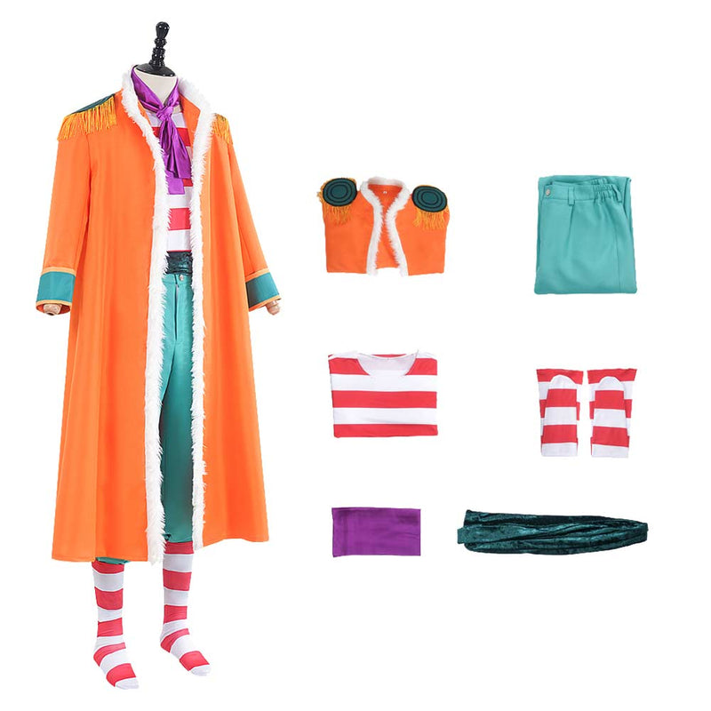 One Piece Buggy Orange Outfit Carnival Halloween Cosplay Costume