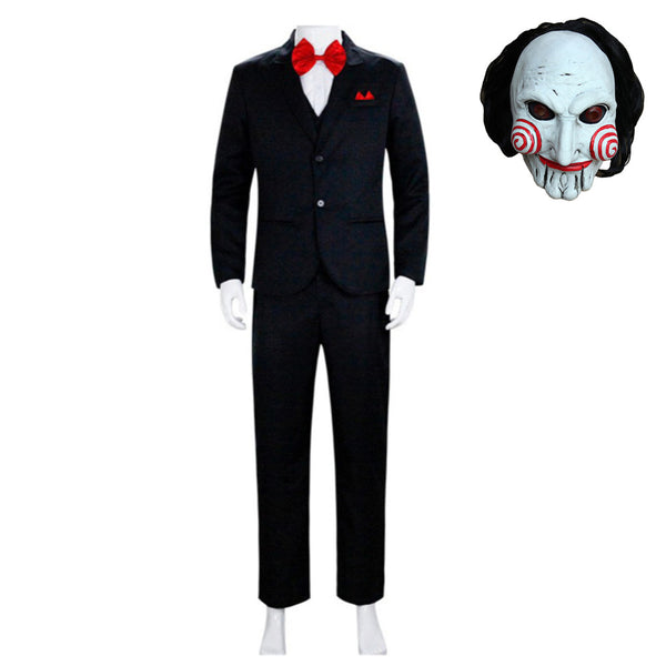 Saw Jigsaw Killer John Kramer Black Suit Party Carnival Halloween Cosplay Costume