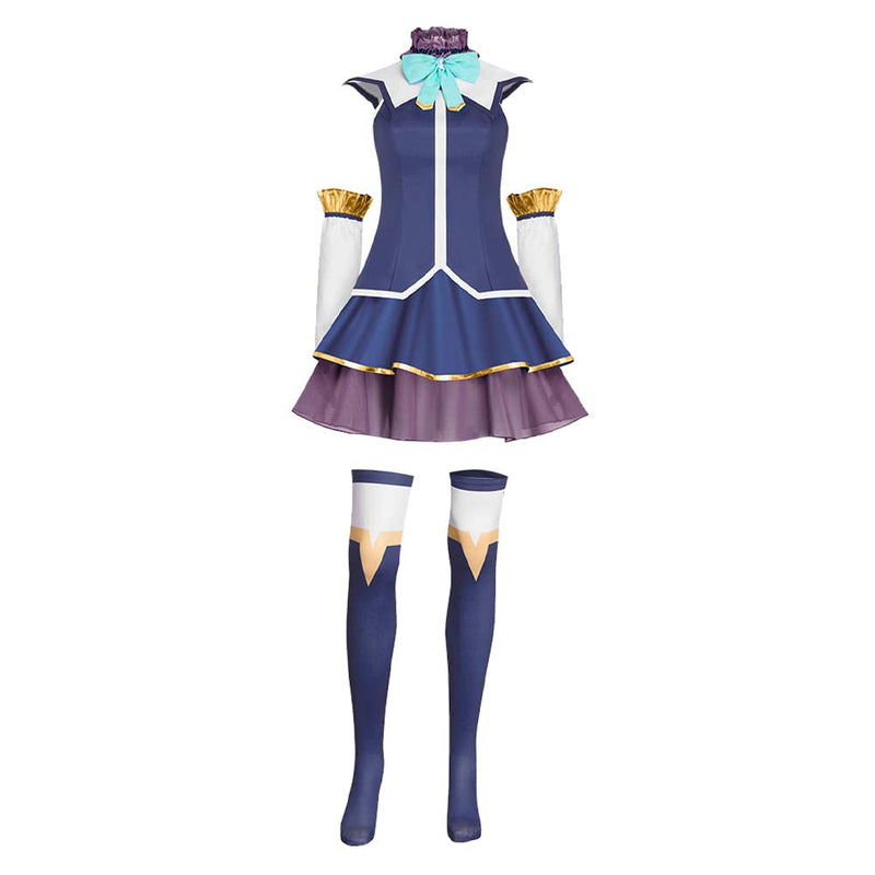 Kono Subarashii Sekai ni Shukufuku wo! Aqua Women Blue Uniform Wig Shoes Set Cosplay Costume