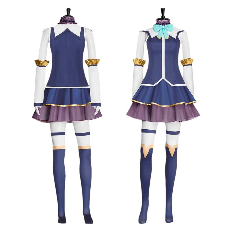 Kono Subarashii Sekai ni Shukufuku wo! Aqua Women Blue Uniform Wig Shoes Set Cosplay Costume