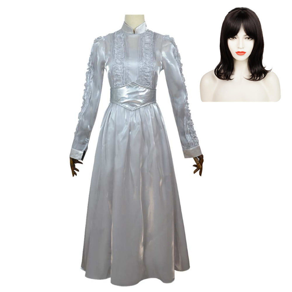Beetlejuice 2024 Astrid Deetz Women White Dress Party Carnival Halloween  Cosplay Costume