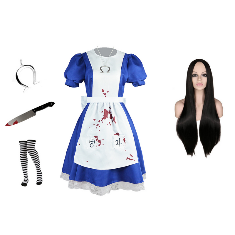 Alice: Madness Returns Alice Liddell Women Maid Dress Party Carnival Halloween Cosplay Costume