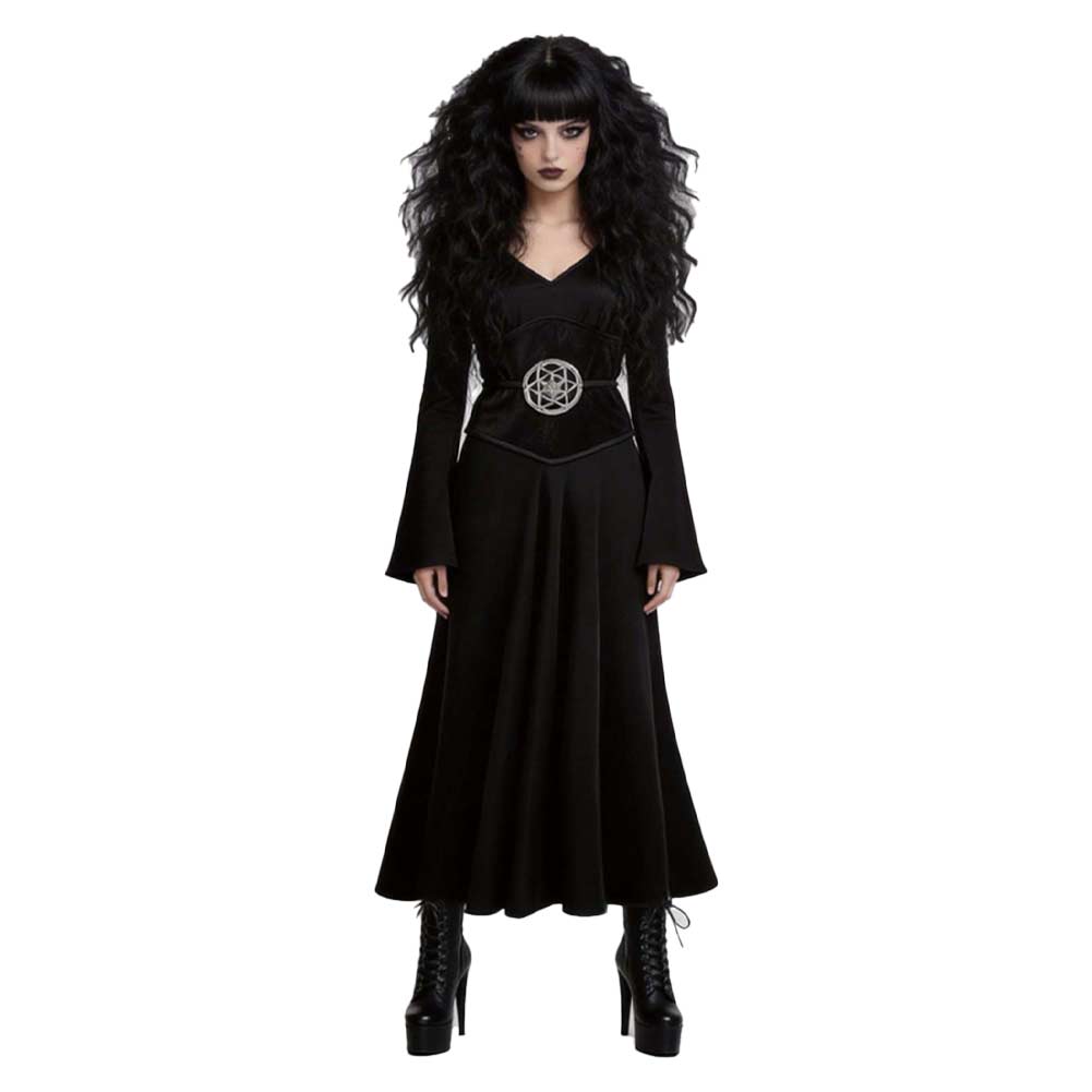 Cosplay Costume Lydia Beetlejuice Goth Dress Budget Friendly Black Women Halloween Carnival Party Outfits