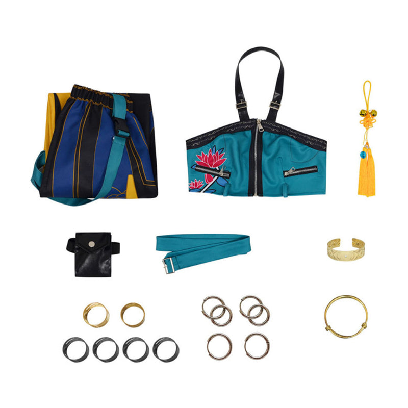 KPop Demon Hunters Zoey Kids Children Blue Outfit Carnival Halloween Cosplay Costume