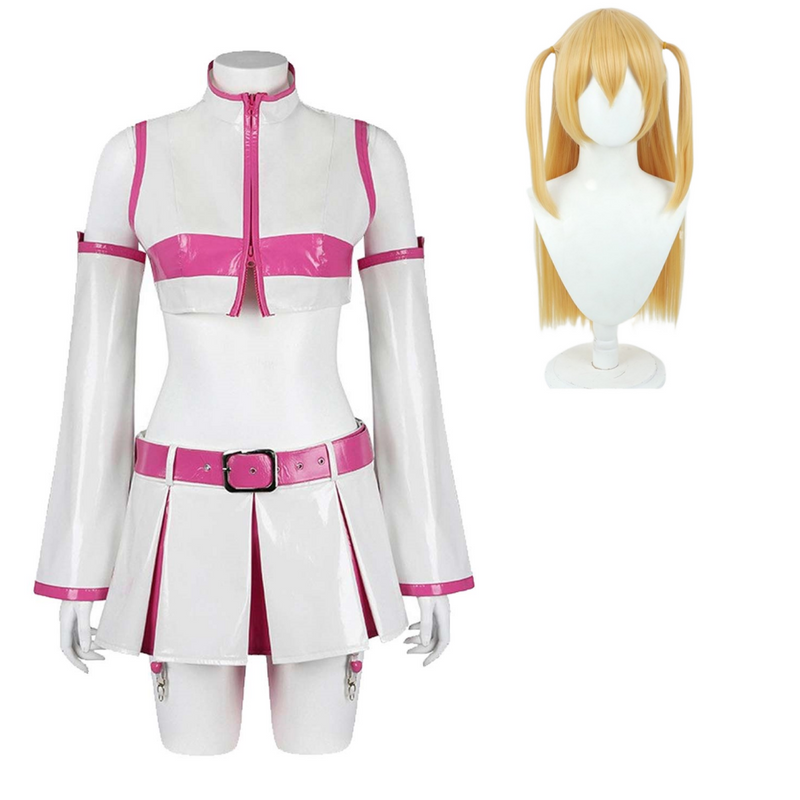 2.5 Dimensional Seduction Amano Women White Pink Dress Set Cosplay Costume