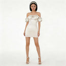 Cosplay Costume Sua Alien Stage Puff Sleeves Slim Dress White Women Halloween Carnival Party Outfits