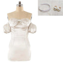 Cosplay Costume Sua Alien Stage Puff Sleeves Slim Dress White Women Halloween Carnival Party Outfits
