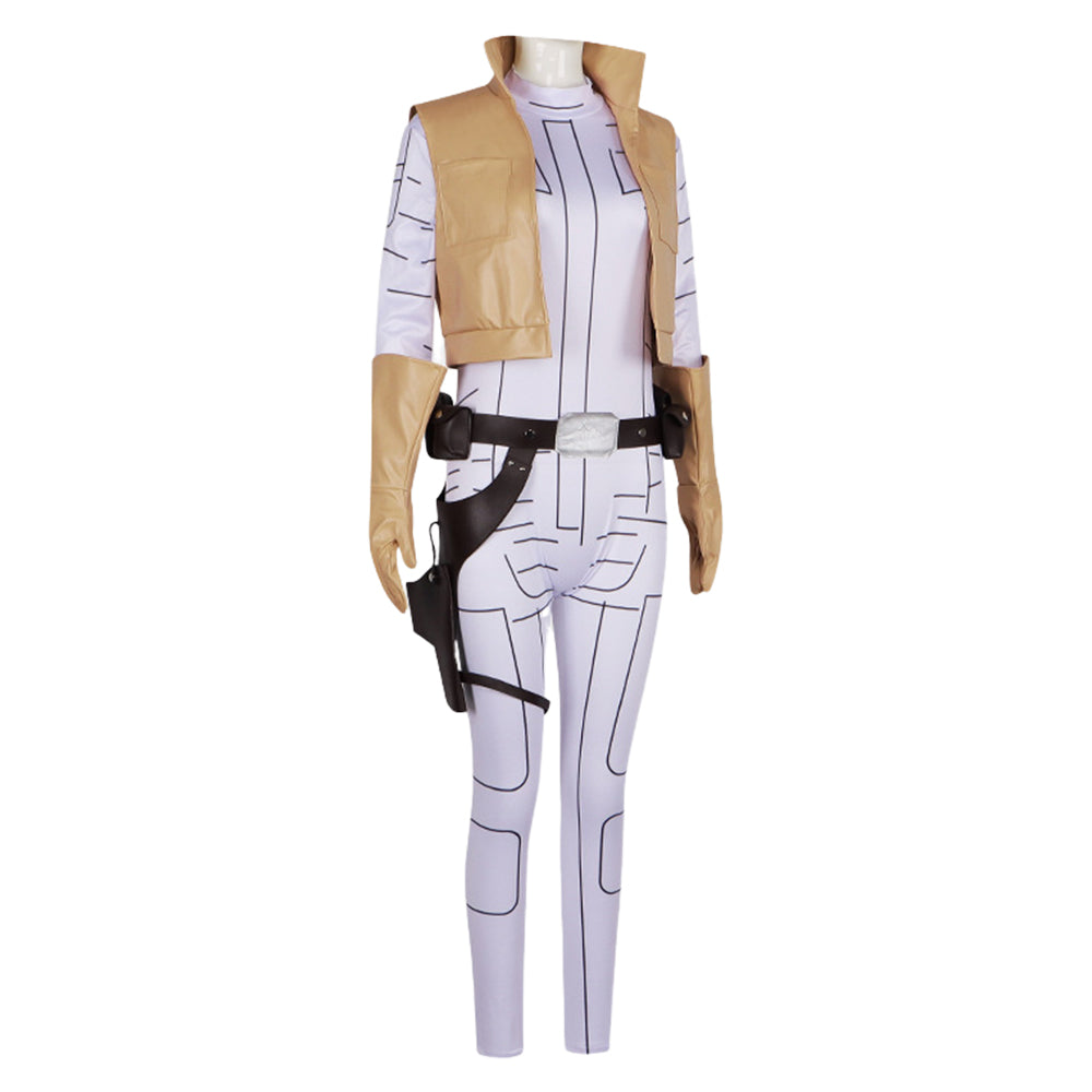 princess leia card sleeves Princess Leia Women White Jumpsuit Party Carnival Halloween Cosplay Costume