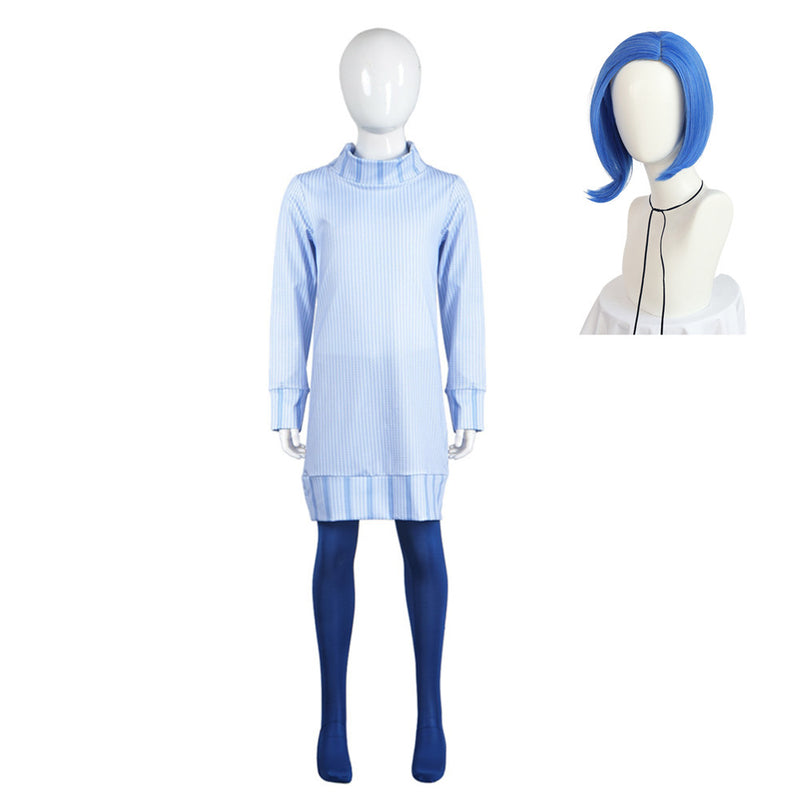 Sadness Kids Children Blue Outfit Carnival Halloween Cosplay Costume