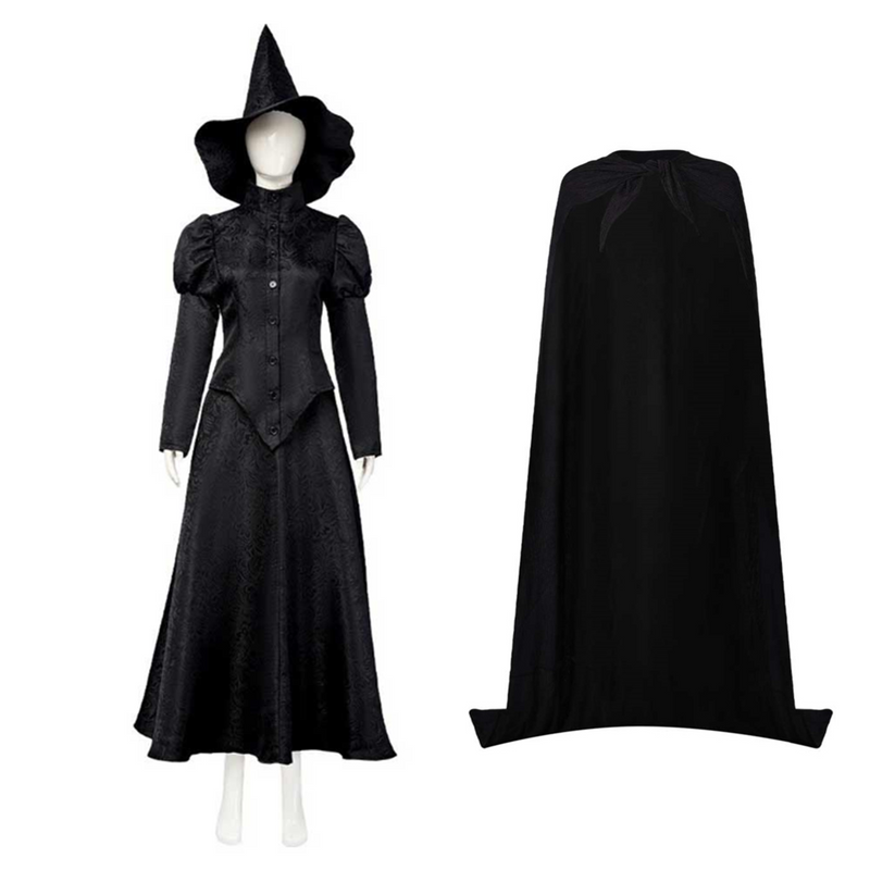 Wicked 2024 Elphaba Thropp Women Black Dress Party Carnival Halloween Cosplay Costume