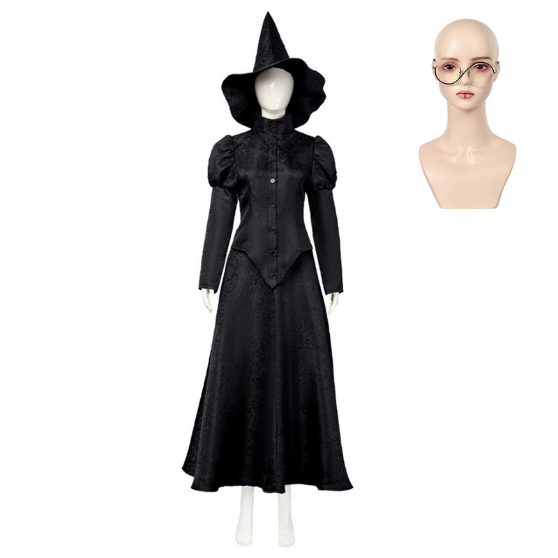 Wicked 2024 Elphaba Thropp Women Black Dress Party Carnival Halloween Cosplay Costume