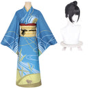 Cosplay Costume Inako Momokawa Sparks of Tomorrow Kimono Blue Women Halloween Carnival Party Outfits