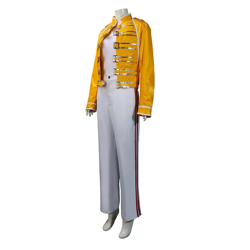 Queen Lead Vocals Freddie Mercury Yellow Jacket Cosplay Costume