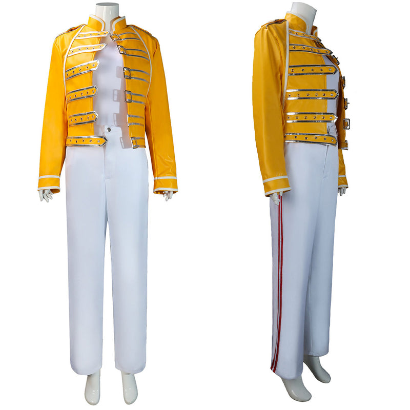 Queen Lead Vocals Freddie Mercury Yellow Jacket Cosplay Costume