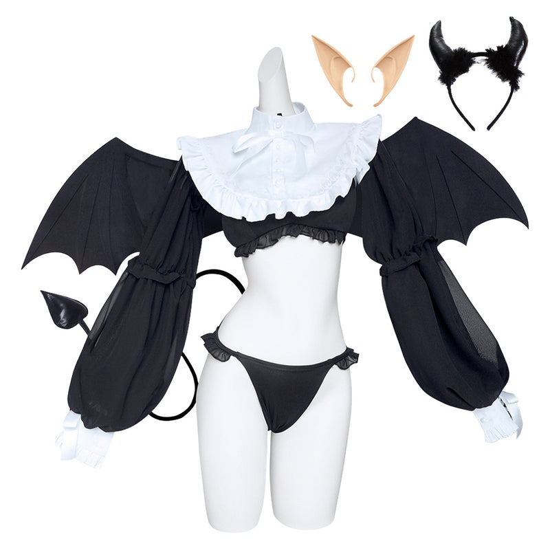 Marin-chan Cosplay Black Little Devil Sexy Outfit Carnival Halloween Cosplay Costume Marin-chan Cosplay Black Little Devil Sexy Outfit Carnival Halloween Cosplay Costume