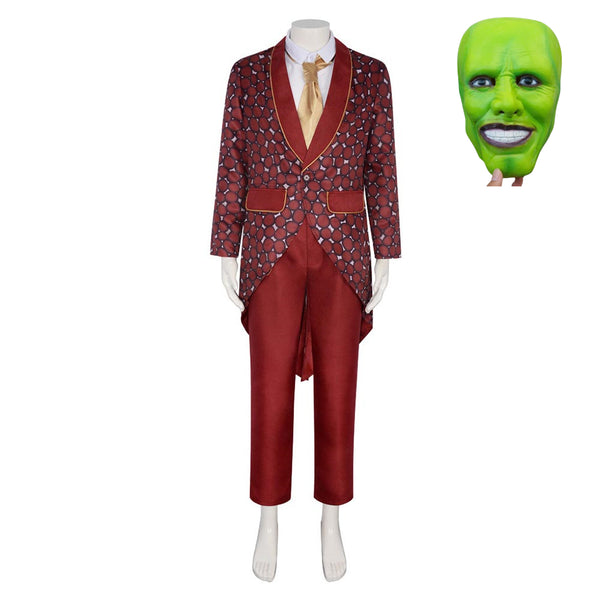 The Mask Jim Carrey Stanley Ipkiss Red Outfit Party Carnival Halloween Cosplay Costume