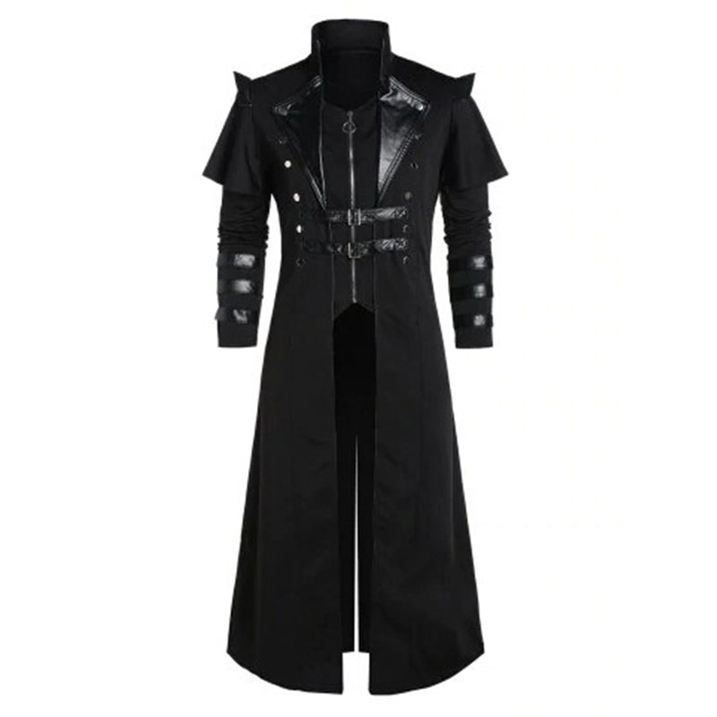 Men Medieval Jacket Steampunk Gothic Long Trench Coat Carnival Halloween Cosplay Costume