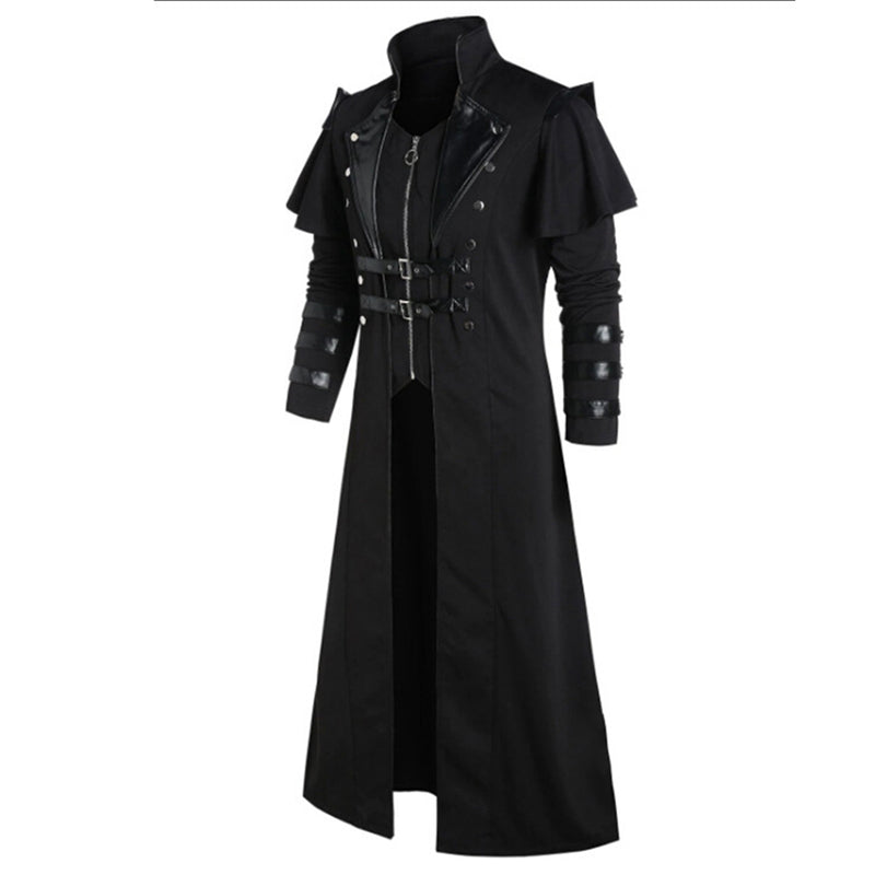 Men Medieval Jacket Steampunk Gothic Long Trench Coat Carnival Halloween Cosplay Costume