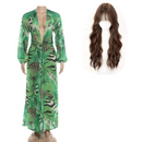 Cosplay Costume Allie Hayes Off Campus (2026) Deep V Printed Dress Green Women Halloween Carnival Party Outfits
