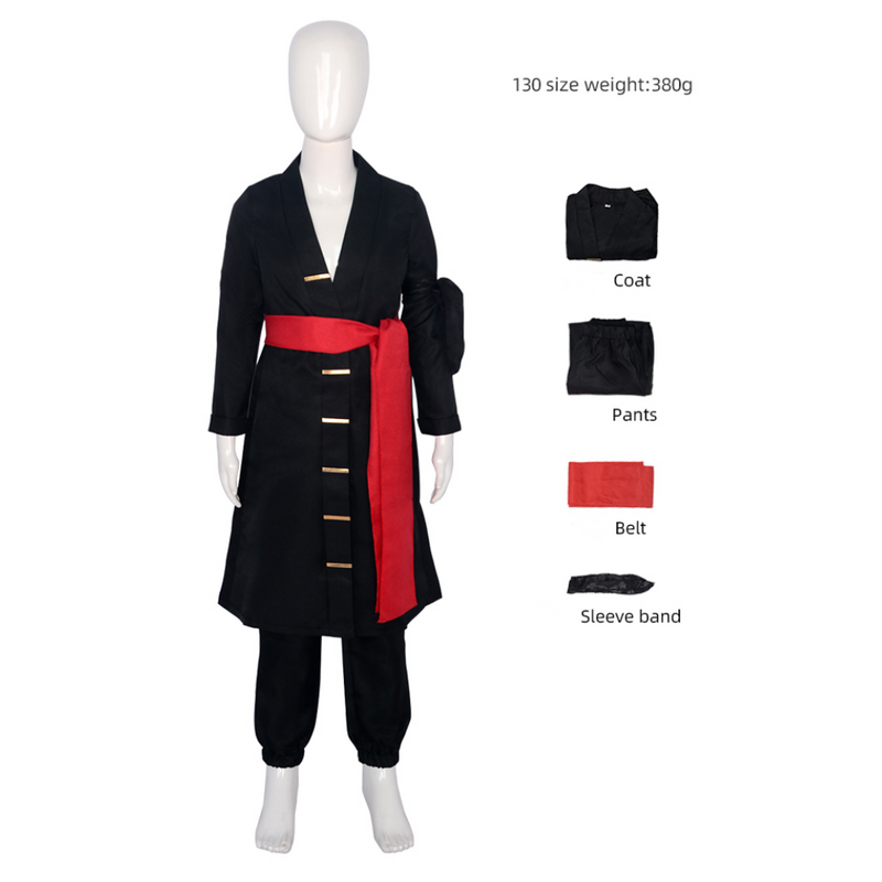 One Piece Egghead Arc Anime Roronoa Zoro Kids Children Black Outfit Party Carnival Halloween Cosplay Costume