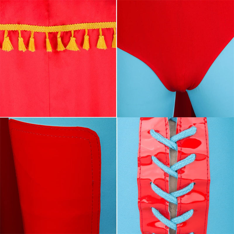 Mexican Wrestler Red Cloak Robe Party Carnival Halloween Cosplay Costu