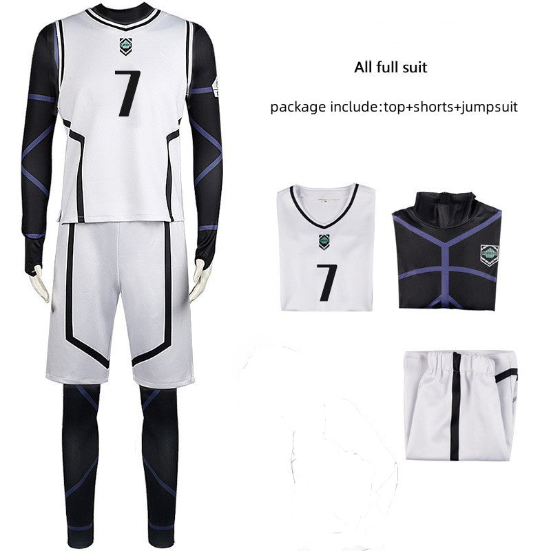 Blue Lock Football Uniform Cosplay Costume Top Shorts Outfits Halloween Carnival Suit