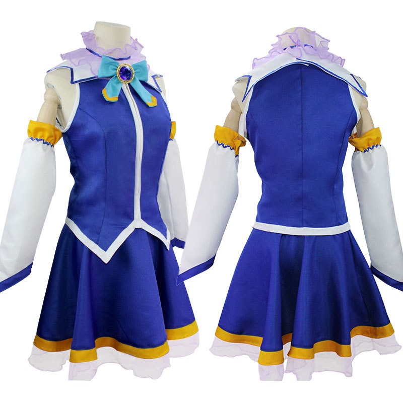 Kono Subarashii Sekai ni Shukufuku wo! Aqua Women Blue Uniform Wig Shoes Set Cosplay Costume