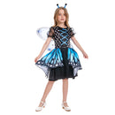 Toddler Kids Blue Fairy Dress Outfit for Girls Carnival Halloween Cosplay Costume