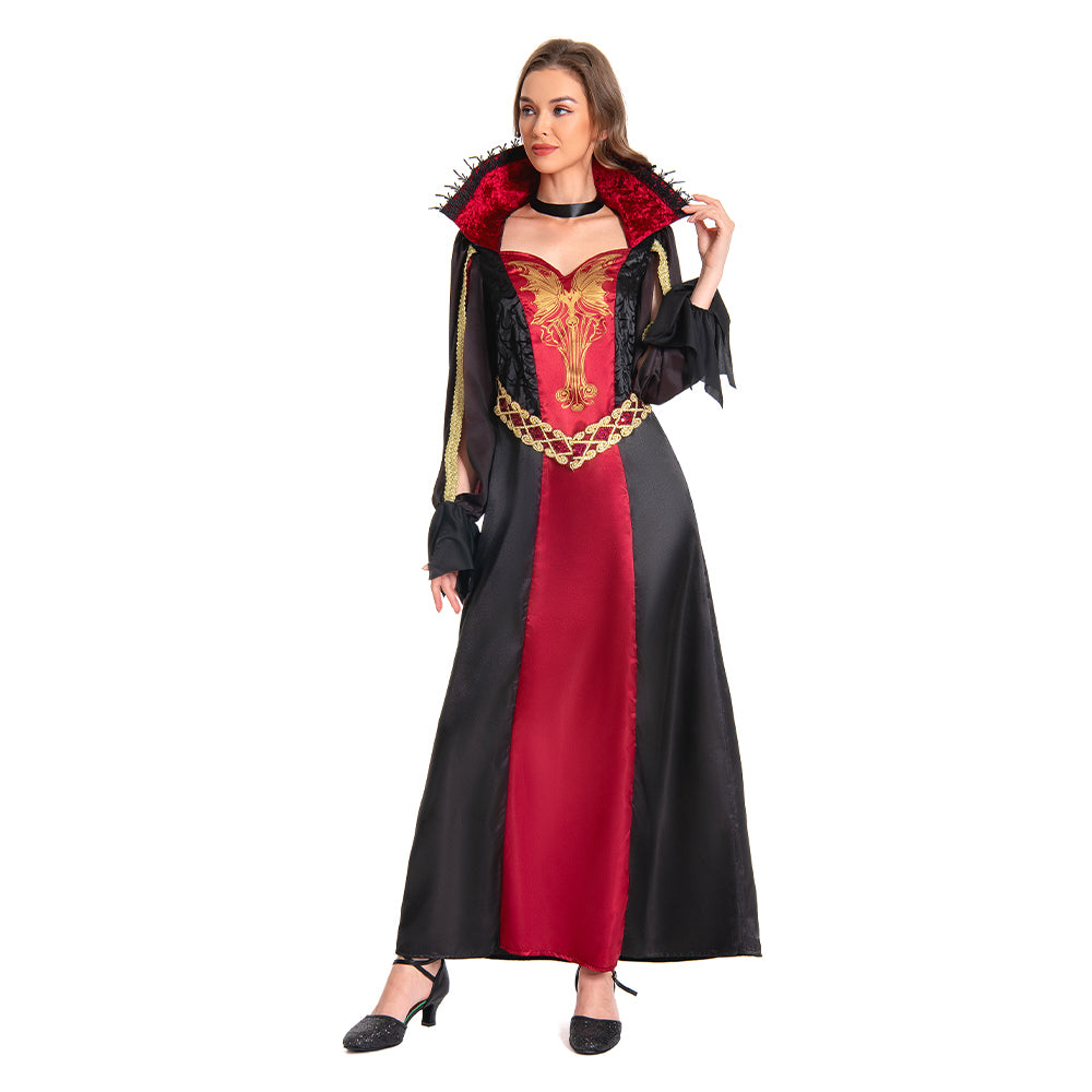Women Vampire Costume Black Dress Outfit for Adult Carnival Halloween Cosplay Costume Women Vampire Costume Black Dress Outfit for Adult Carnival Halloween Cosplay Costume