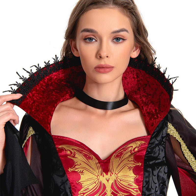 Women Vampire Costume Black Dress Outfit for Adult Carnival Halloween Cosplay Costume Women Vampire Costume Black Dress Outfit for Adult Carnival Halloween Cosplay Costume
