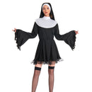 Women Nun Costume Black Dress Outfit for Adult Carnival Halloween Cosplay Costume