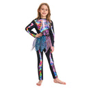 Kids Skull Skeleton Costume Black Jumpsuit for Girls Carnival Halloween Cosplay Costume
