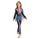 Kids Skull Skeleton Costume Black Jumpsuit for Girls Carnival Halloween Cosplay Costume