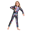 Kids Skull Skeleton Costume Black Jumpsuit for Girls Carnival Halloween Cosplay Costume