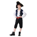 Kids Pirate Costume Medieval Renaissance Blue Outfit Carnival Halloween Cosplay Costume