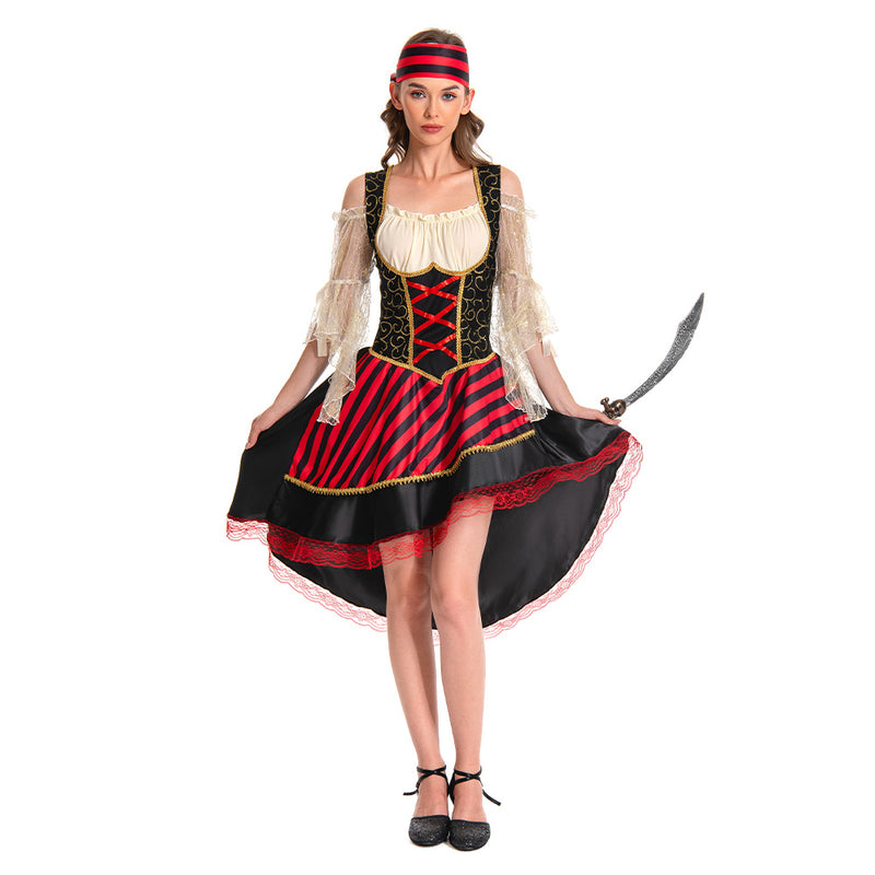 Women Pirate Costume Black Medieval Outfit for Adult Carnival Halloween Cosplay Costume Women Pirate Costume Black Medieval Outfit for Adult Carnival Halloween Cosplay Costume