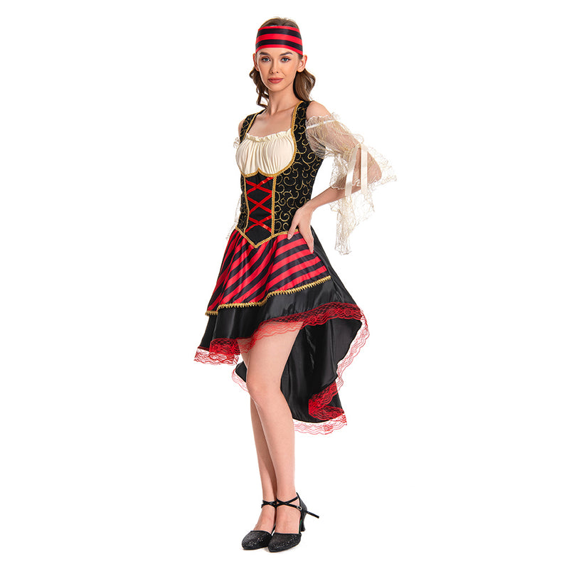 Women Pirate Costume Black Medieval Outfit for Adult Carnival Halloween Cosplay Costume Women Pirate Costume Black Medieval Outfit for Adult Carnival Halloween Cosplay Costume